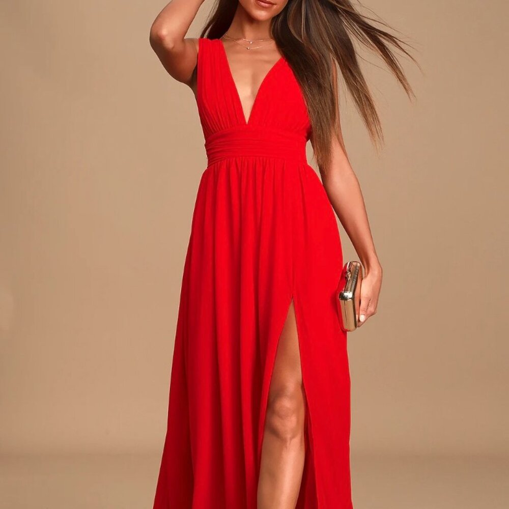 Lulus Heavenly Hues Red Maxi Dress